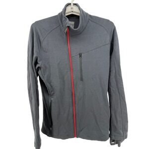 Icebreaker Men's Merino Wool Zip Up Jacket Gray Size Small Thumbholes Pockets